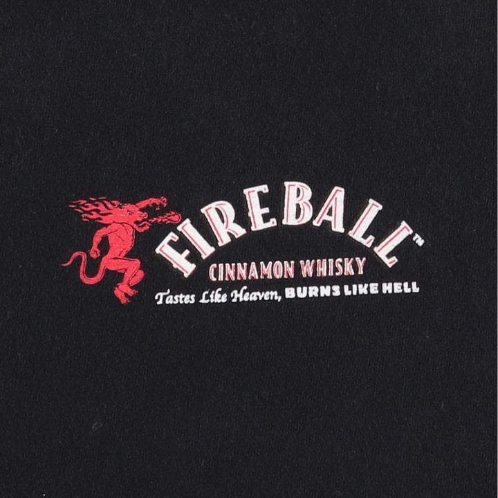 ALSTYLE Fireball Cinnamon Whisky Advertising T-Shirt (Men's Size L) cotton black type Vintage Second Hand