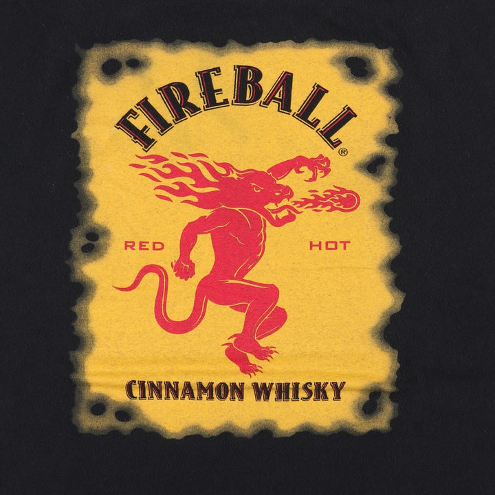 ALSTYLE Fireball Cinnamon Whisky Advertising T-Shirt (Men's Size L) cotton black type Vintage Second Hand