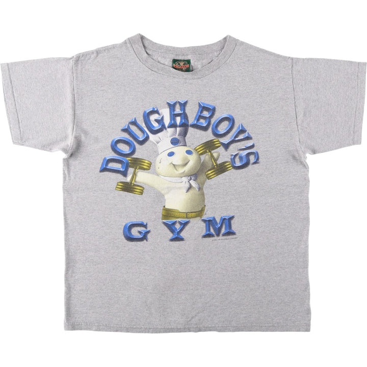 90'S LOGOTEL Doughboy parody advertising T-shirt, Made in USA, Men's size L equivalent, Vintage cotton gray type Vintage Second Hand