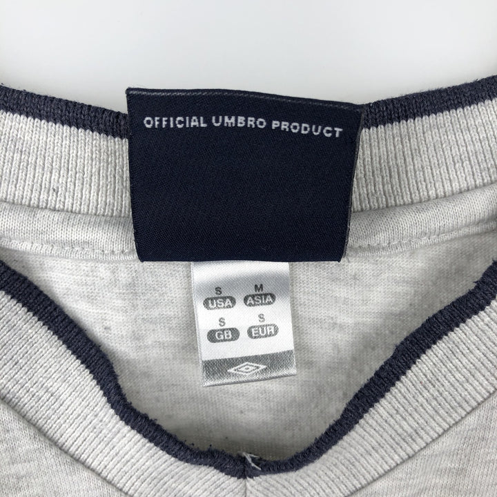 Umbro V-neck T-shirt with one-point logo, men's size S (approx.) polyester gray type Vintage Second Hand