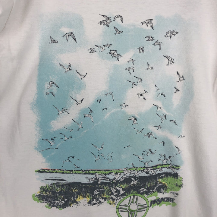 80s-90'S Jansport printed t-shirt, made in USA, women's size M equivalent, vintage. cotton white type Vintage Second Hand