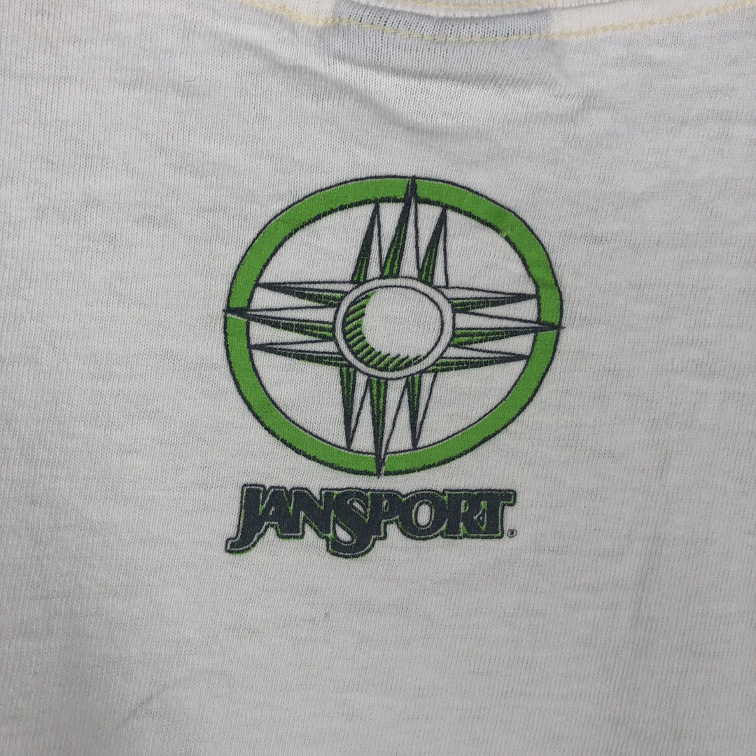 80s-90'S Jansport printed t-shirt, made in USA, women's size M equivalent, vintage. cotton white type Vintage Second Hand