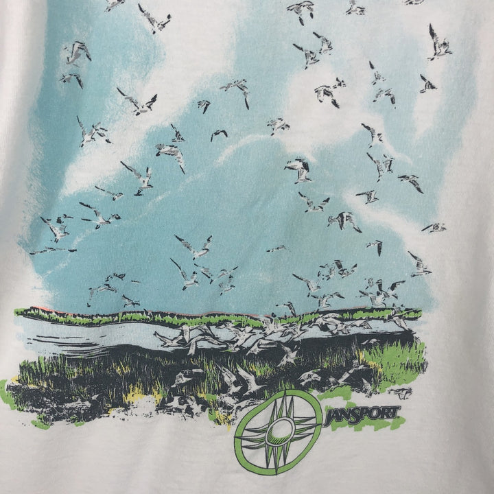 80s-90'S Jansport printed t-shirt, made in USA, women's size M equivalent, vintage. cotton white type Vintage Second Hand