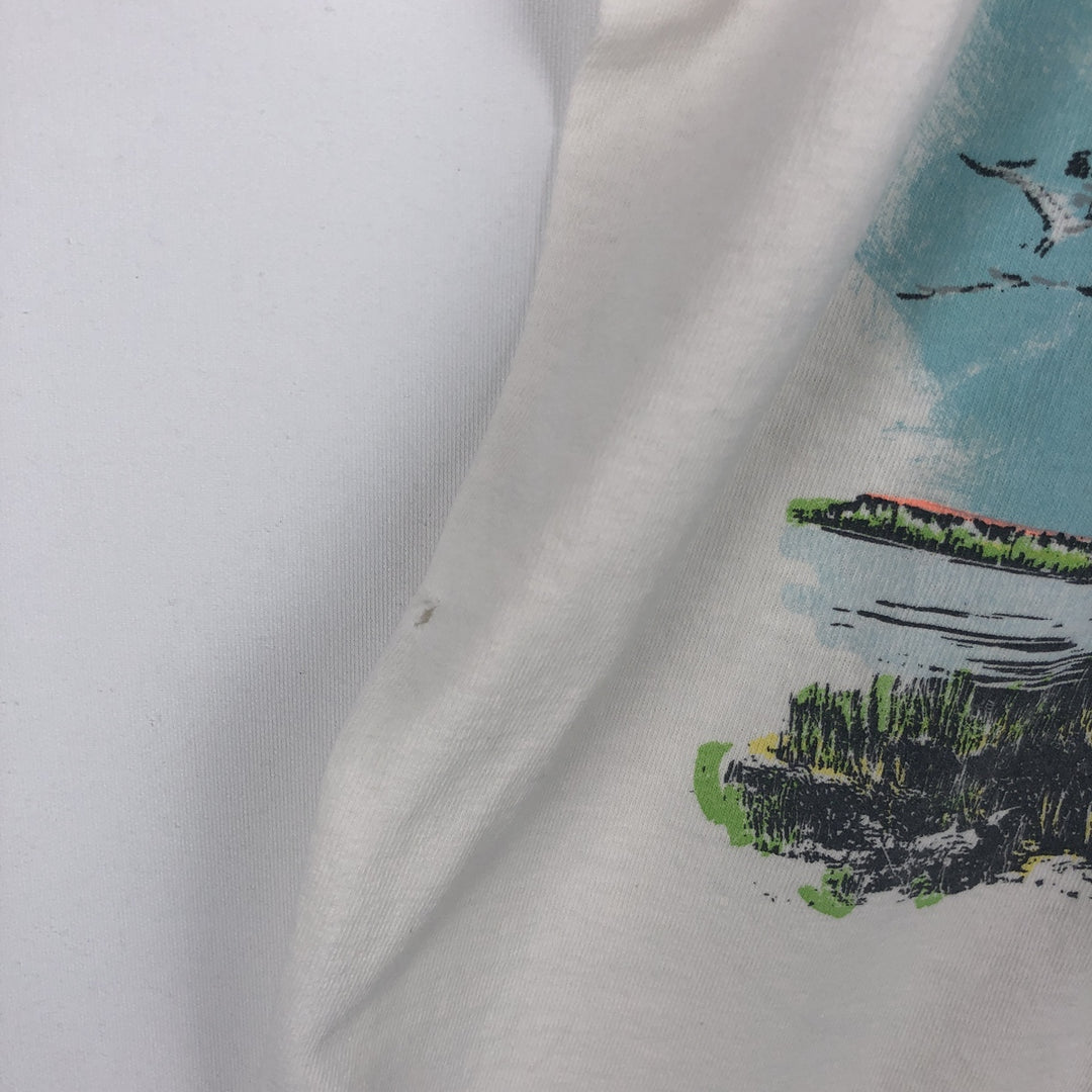 80s-90'S Jansport printed t-shirt, made in USA, women's size M equivalent, vintage. cotton white type Vintage Second Hand
