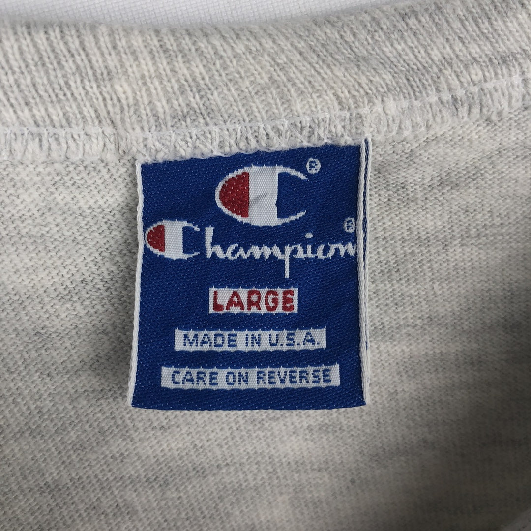 90'S Champion College T-shirt, Made in USA, Men's L size, Vintage cotton gray type Vintage Second Hand