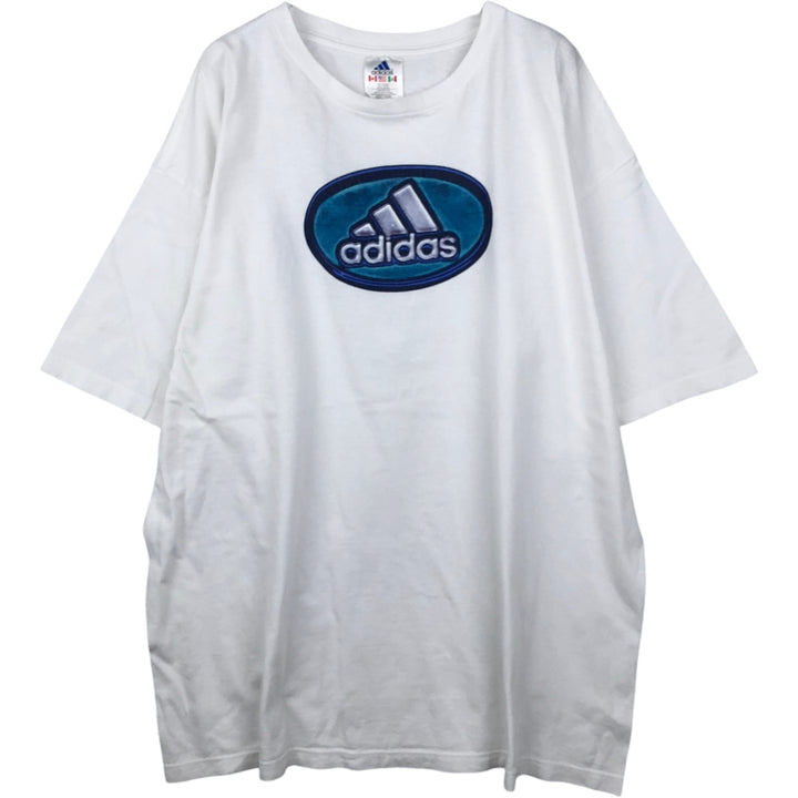 90s-00'S Adidas logo print T-shirt, men's size XL (approx.) cotton white type Vintage Second Hand