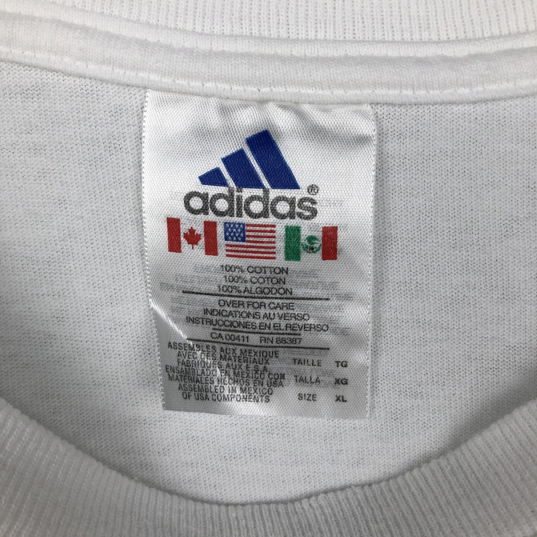 90s-00'S Adidas logo print T-shirt, men's size XL (approx.) cotton white type Vintage Second Hand