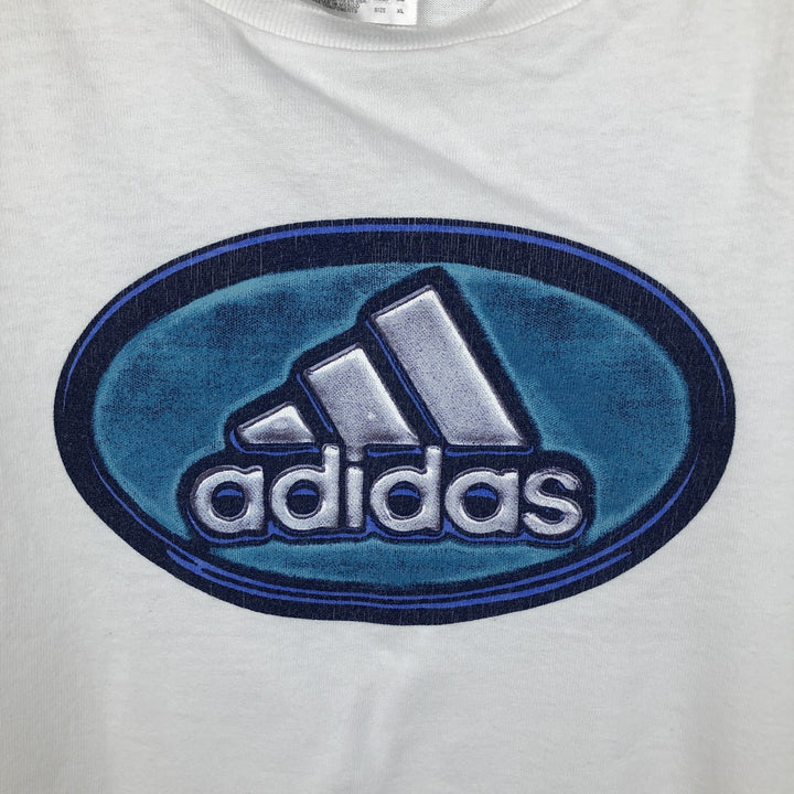 90s-00'S Adidas logo print T-shirt, men's size XL (approx.) cotton white type Vintage Second Hand