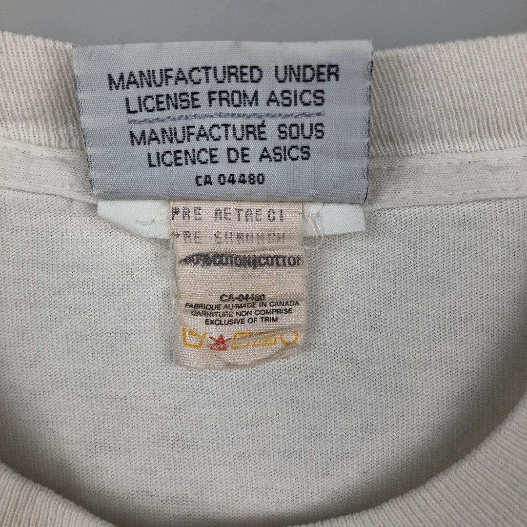 90'S ASICS College T-shirt, Made in Canada, Men's XL equivalent, Vintage cotton white type Vintage Second Hand