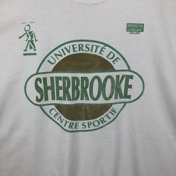 90'S ASICS College T-shirt, Made in Canada, Men's XL equivalent, Vintage cotton white type Vintage Second Hand