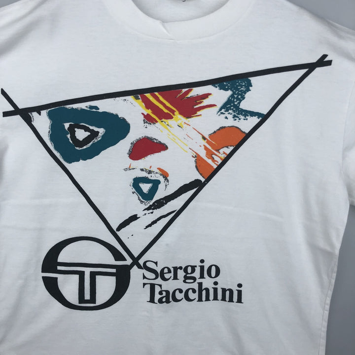 90'S SERGIO TACCHINI Logo Print T-Shirt, Men's Size M (Equivalent), Vintage cotton white type Vintage Second Hand
