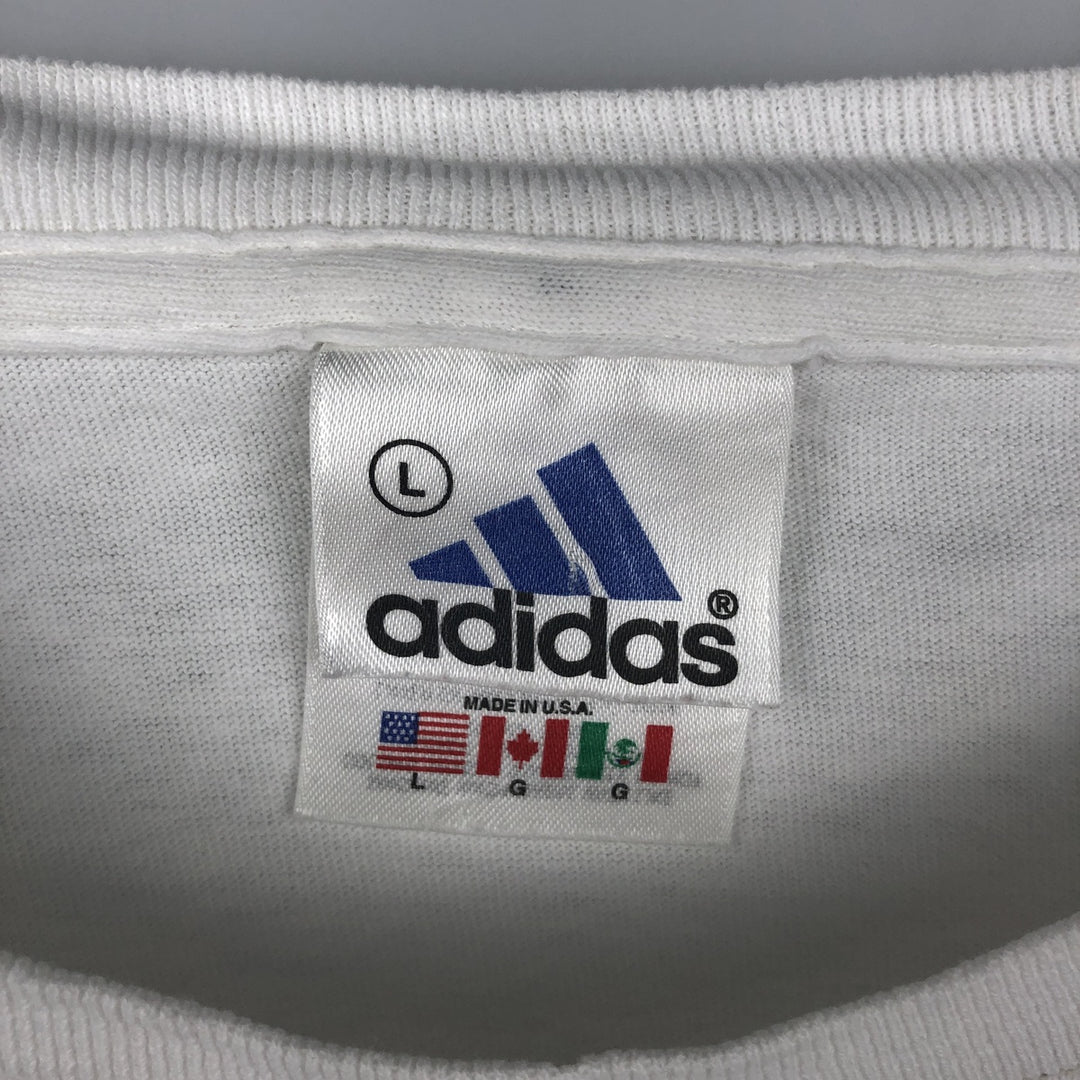 90s-00'S Adidas TENNIS logo print T-shirt, Made in USA, Men's size L equivalent, Vintage cotton white type Vintage Second Hand