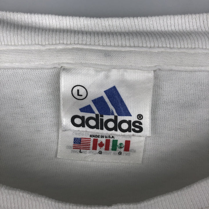 90s-00'S Adidas TENNIS logo print T-shirt, Made in USA, Men's size L equivalent, Vintage cotton white type Vintage Second Hand