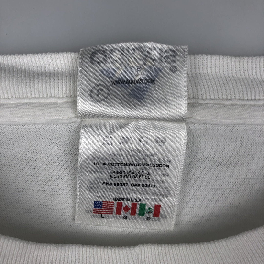 90s-00'S Adidas TENNIS logo print T-shirt, Made in USA, Men's size L equivalent, Vintage cotton white type Vintage Second Hand