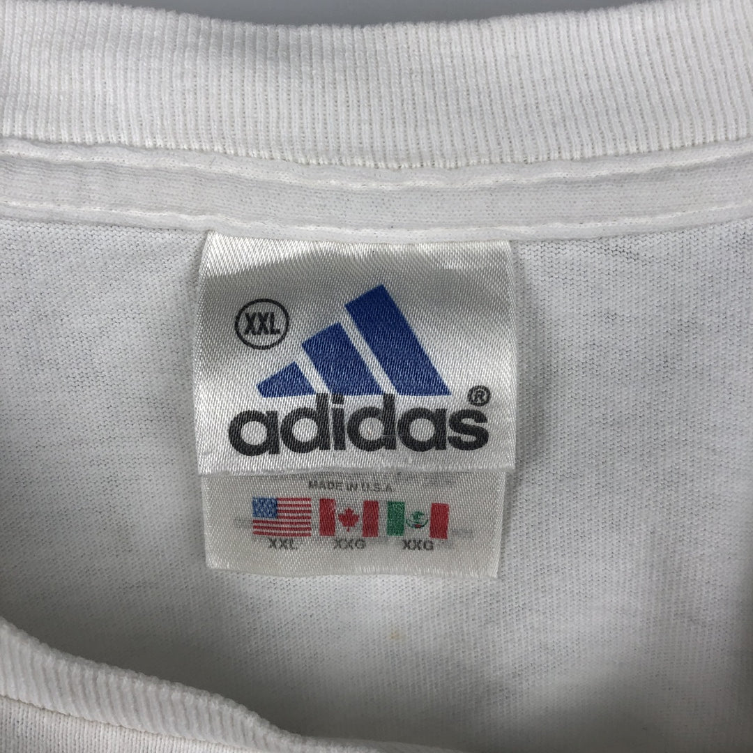 90s-00'S Adidas logo print t-shirt, made in USA, men's size XXL equivalent, vintage. cotton white type Vintage Second Hand