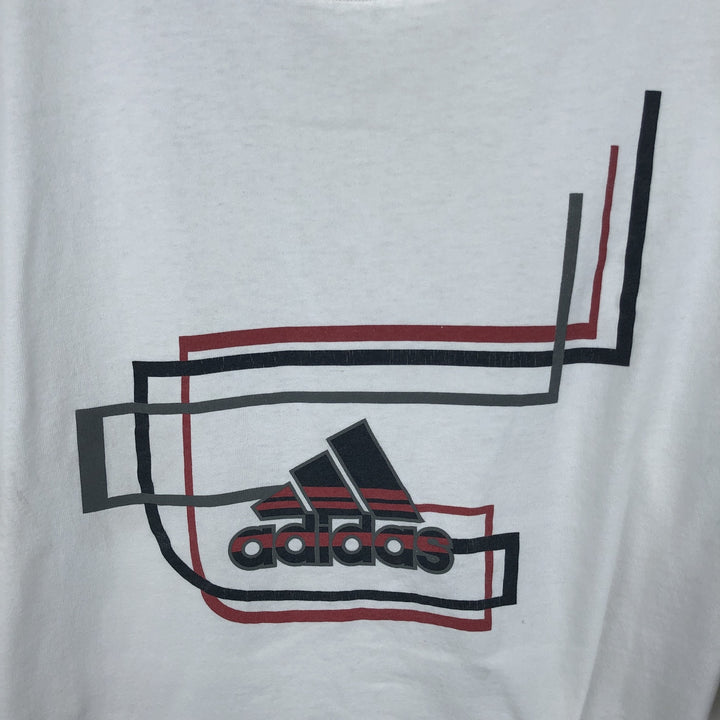 90s-00'S Adidas logo print t-shirt, made in USA, men's size XXL equivalent, vintage. cotton white type Vintage Second Hand