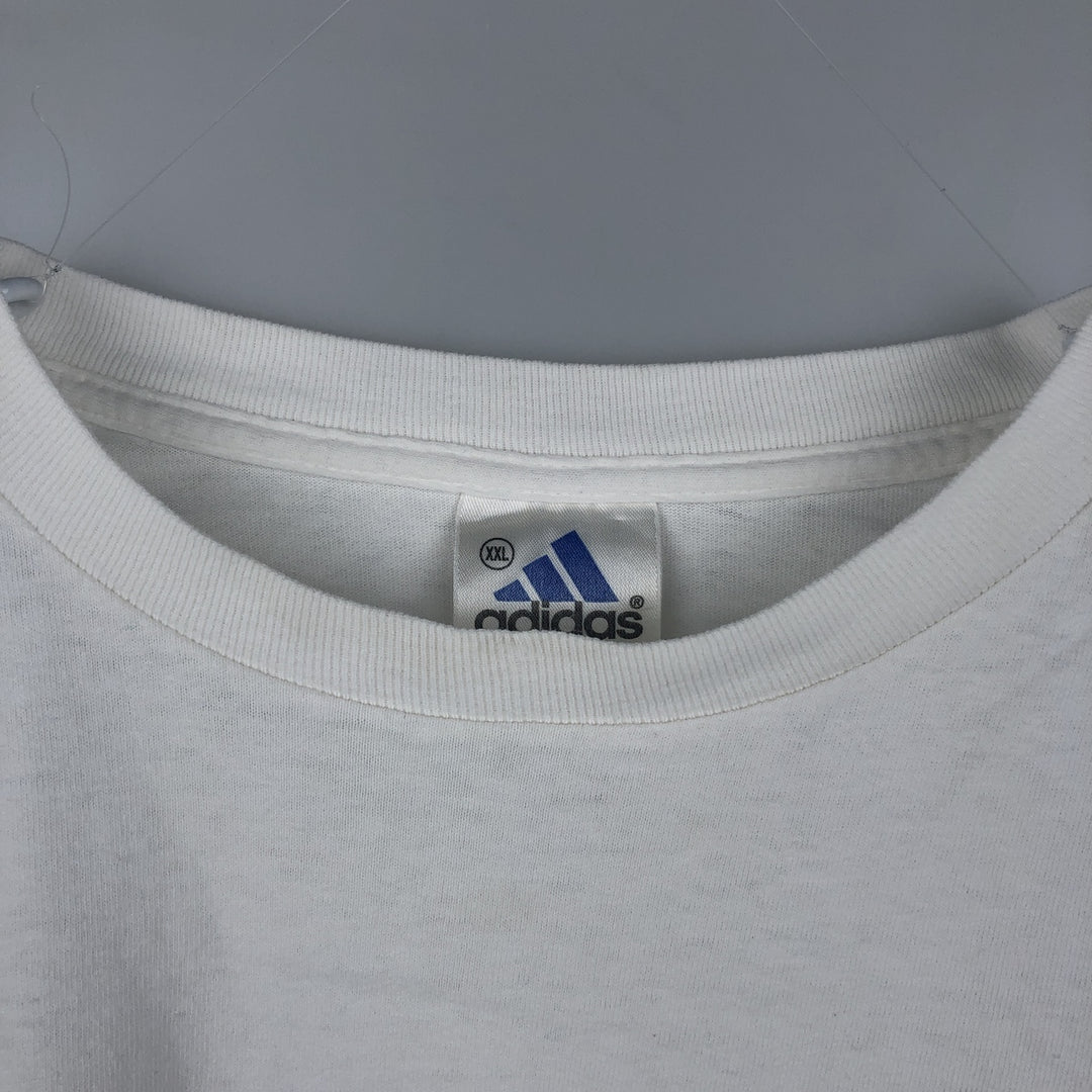 90s-00'S Adidas logo print t-shirt, made in USA, men's size XXL equivalent, vintage. cotton white type Vintage Second Hand