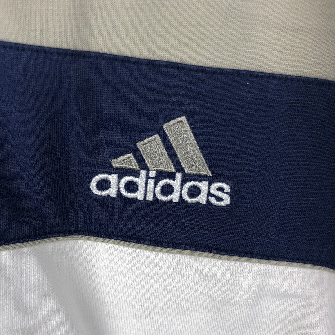 2000'S Adidas V-neck T-shirt, men's size L (approx.) cotton white type Vintage Second Hand