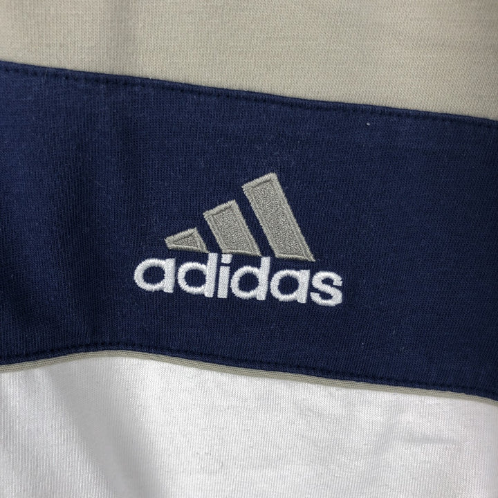 2000'S Adidas V-neck T-shirt, men's size L (approx.) cotton white type Vintage Second Hand