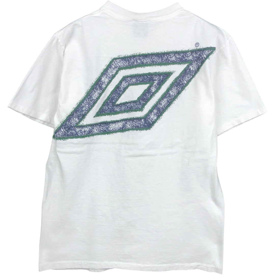 90'S Umbro T-shirt with large logo print, made in USA, men's size M equivalent, vintage. cotton white type Vintage Second Hand