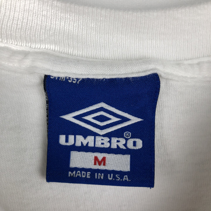 90'S Umbro T-shirt with large logo print, made in USA, men's size M equivalent, vintage. cotton white type Vintage Second Hand