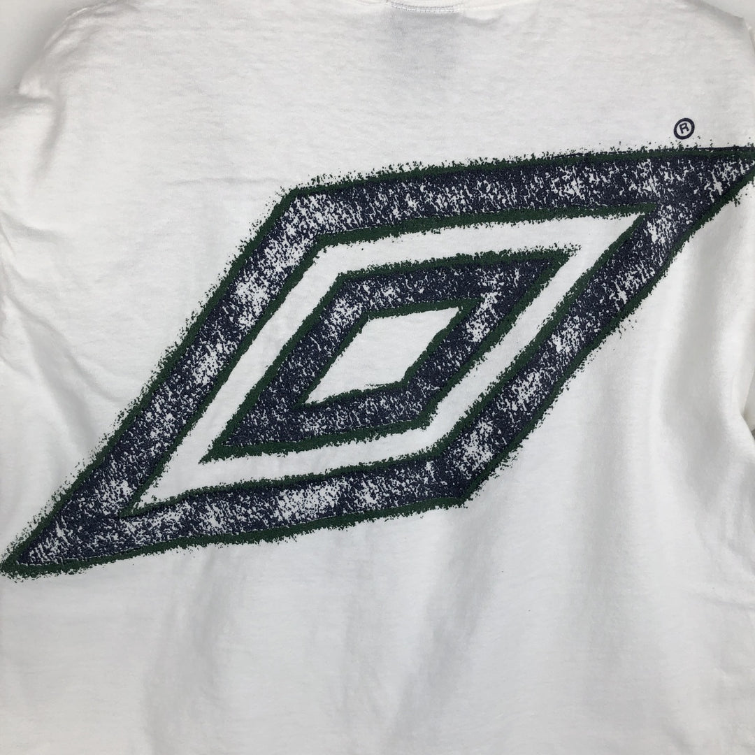90'S Umbro T-shirt with large logo print, made in USA, men's size M equivalent, vintage. cotton white type Vintage Second Hand