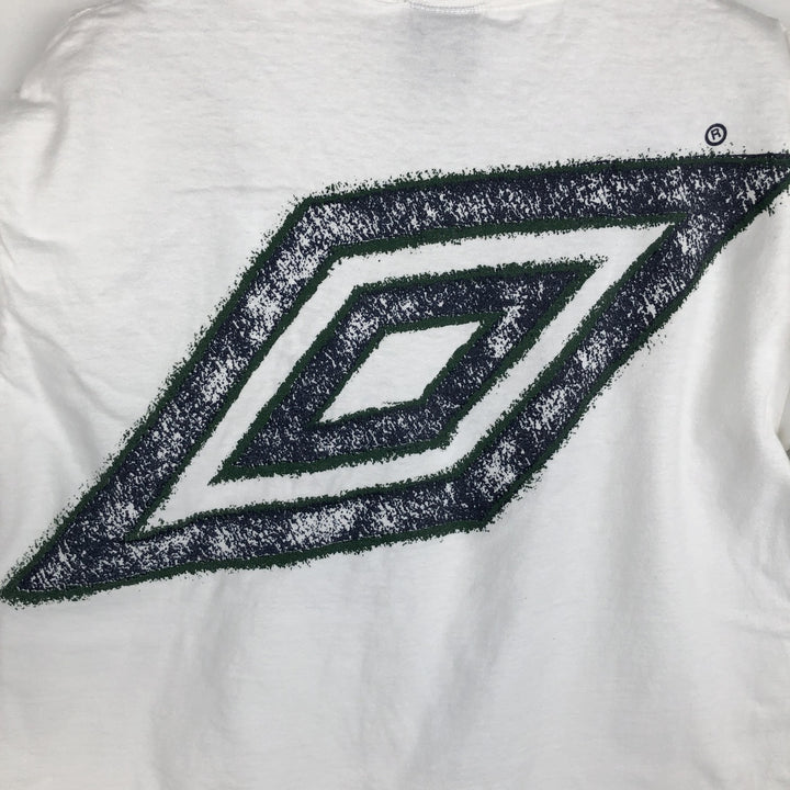 90'S Umbro T-shirt with large logo print, made in USA, men's size M equivalent, vintage. cotton white type Vintage Second Hand