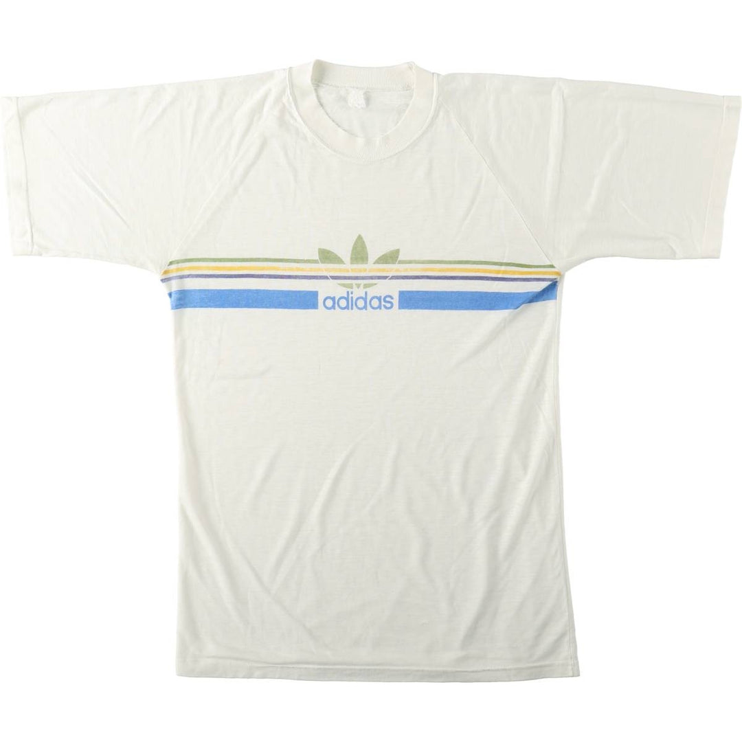 Adidas Trefoil logo print t-shirt, women's size S (approx.), vintage. unclear white type Vintage Second Hand