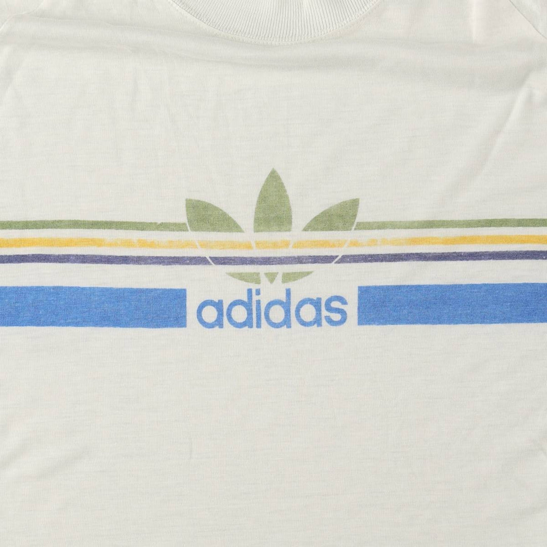 Adidas Trefoil logo print t-shirt, women's size S (approx.), vintage. unclear white type Vintage Second Hand