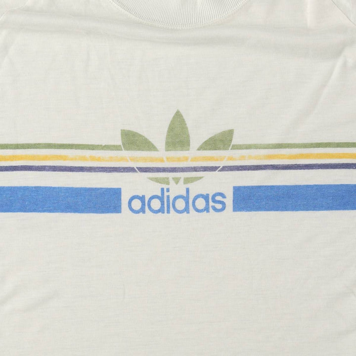 Adidas Trefoil logo print t-shirt, women's size S (approx.), vintage. unclear white type Vintage Second Hand