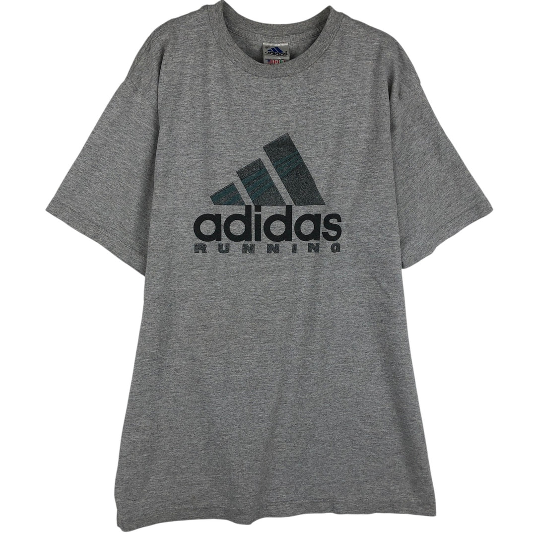 90s-00'S Adidas RUNNING logo print T-shirt, men's size M (approx.) cotton gray type Vintage Second Hand
