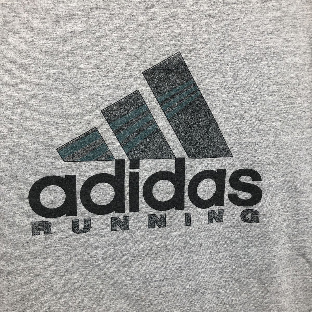 90s-00'S Adidas RUNNING logo print T-shirt, men's size M (approx.) cotton gray type Vintage Second Hand