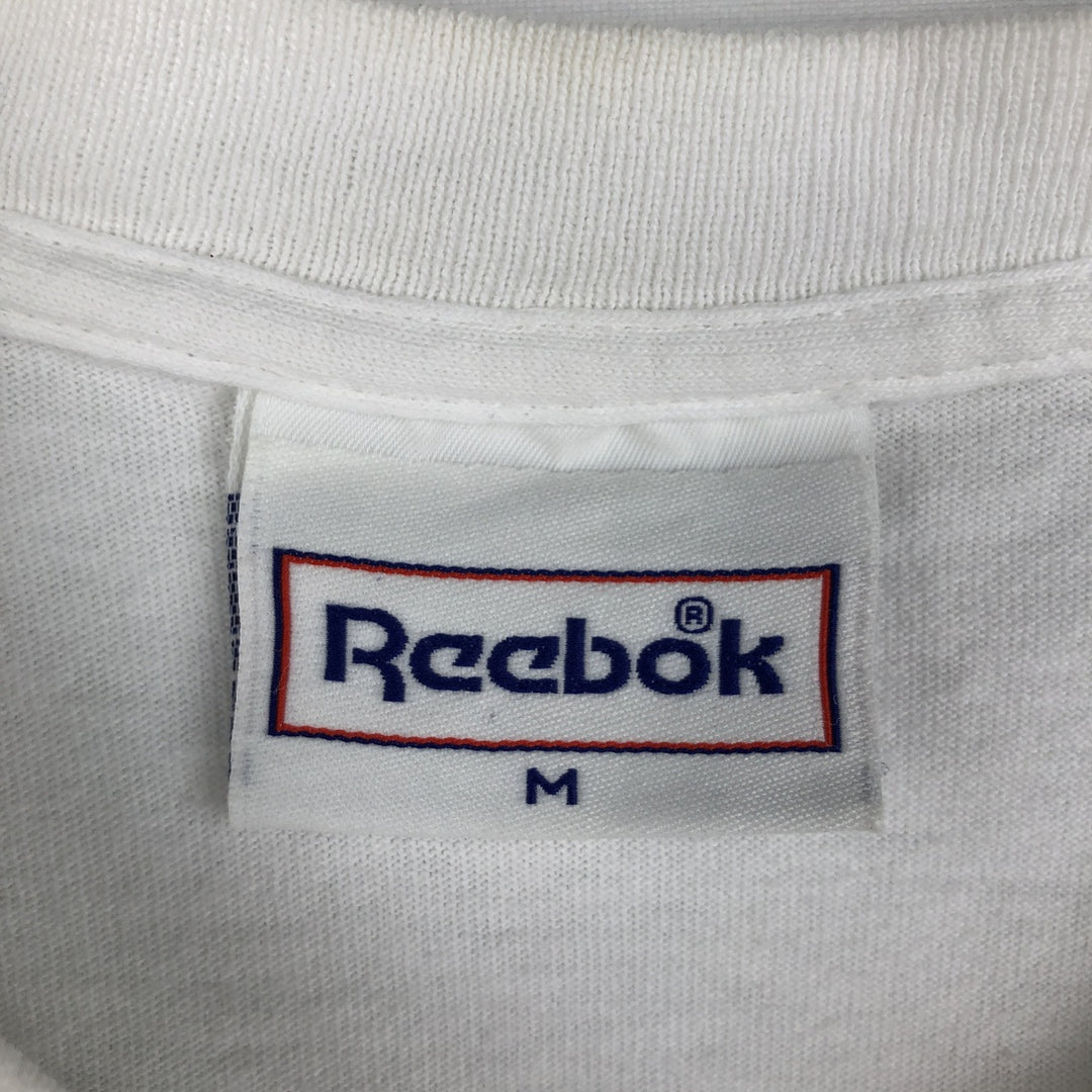 80s-90'S Reebok Large Print Sports T-Shirt, Made in USA, Men's Size M (approx.), Vintage cotton white type Vintage Second Hand