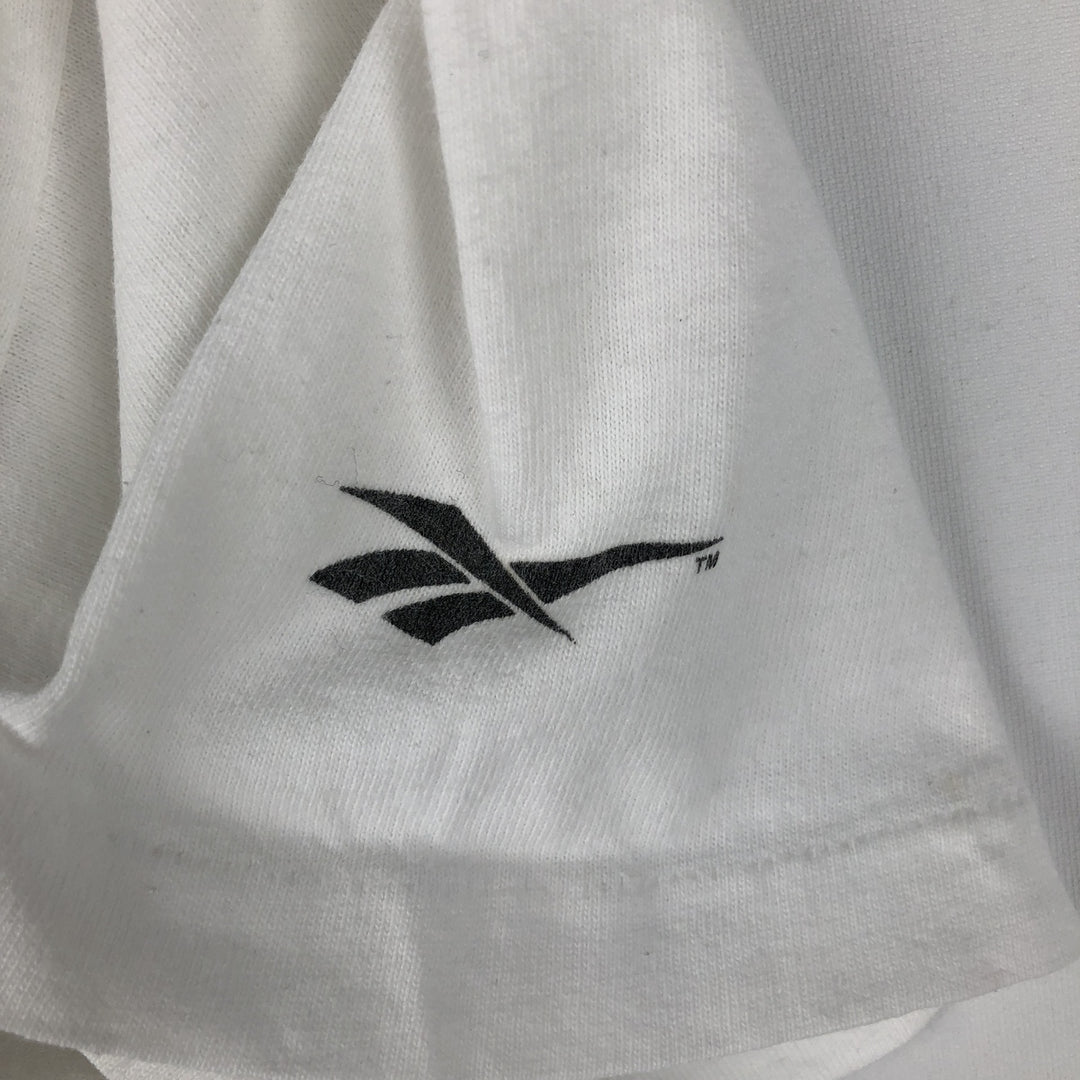 80s-90'S Reebok Large Print Sports T-Shirt, Made in USA, Men's Size M (approx.), Vintage cotton white type Vintage Second Hand