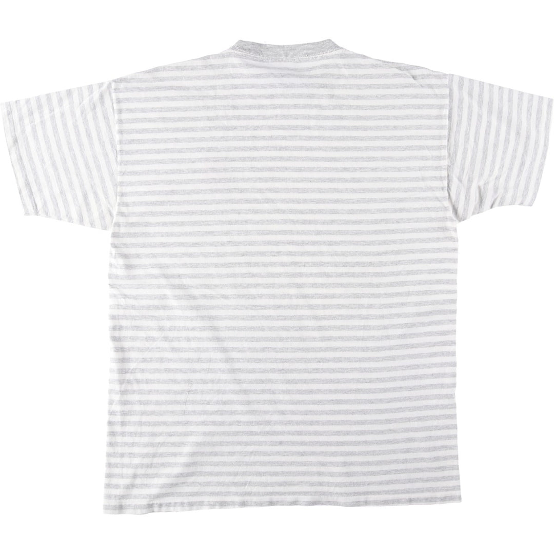 90'S NO FEAR Striped Pattern Logo T-Shirt, Made in USA, Men's XL equivalent, Vintage cotton gray type Vintage Second Hand