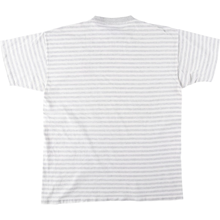 90'S NO FEAR Striped Pattern Logo T-Shirt, Made in USA, Men's XL equivalent, Vintage cotton gray type Vintage Second Hand