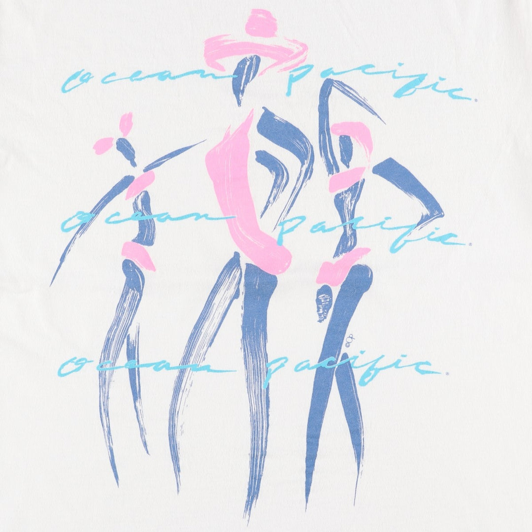 90'S Ocean Pacific surf/skate t-shirt, men's size M equivalent, vintage. unclear white type Vintage Second Hand