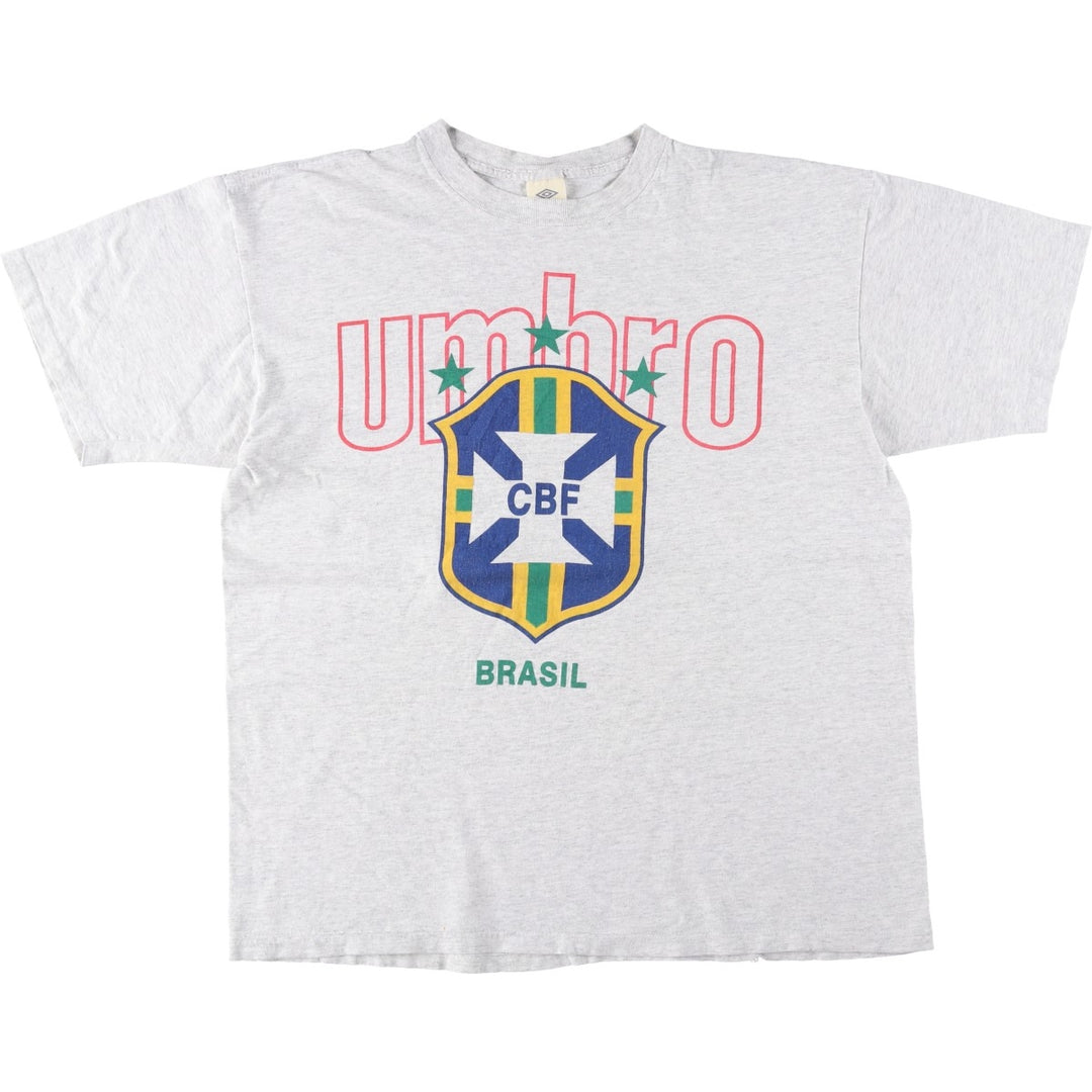 90'S Umbro Sports Print T-Shirt, Made in USA, Men's XL equivalent, Vintage cotton gray type Vintage Second Hand