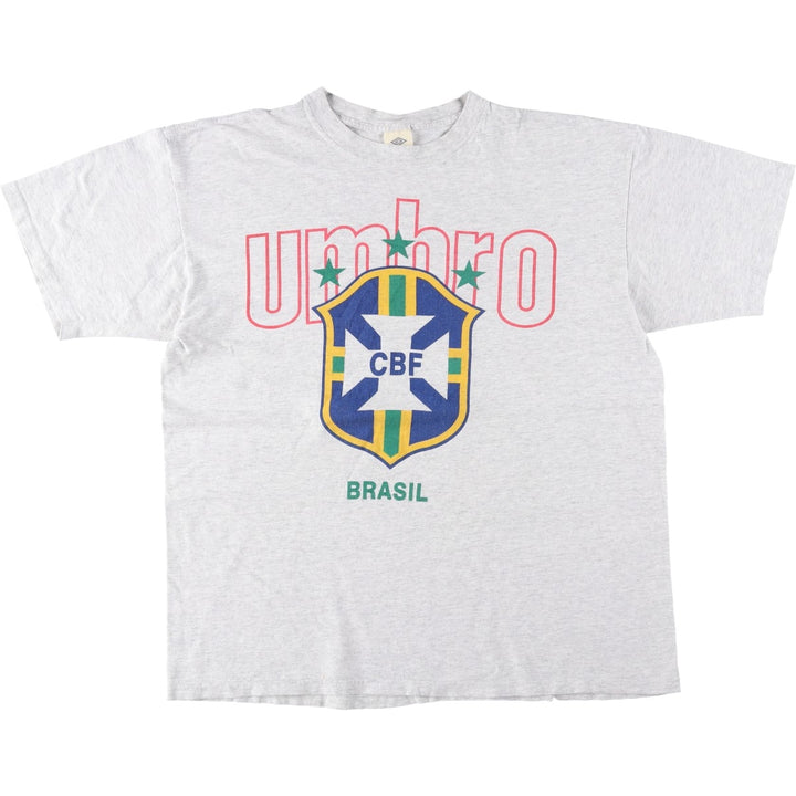 90'S Umbro Sports Print T-Shirt, Made in USA, Men's XL equivalent, Vintage cotton gray type Vintage Second Hand
