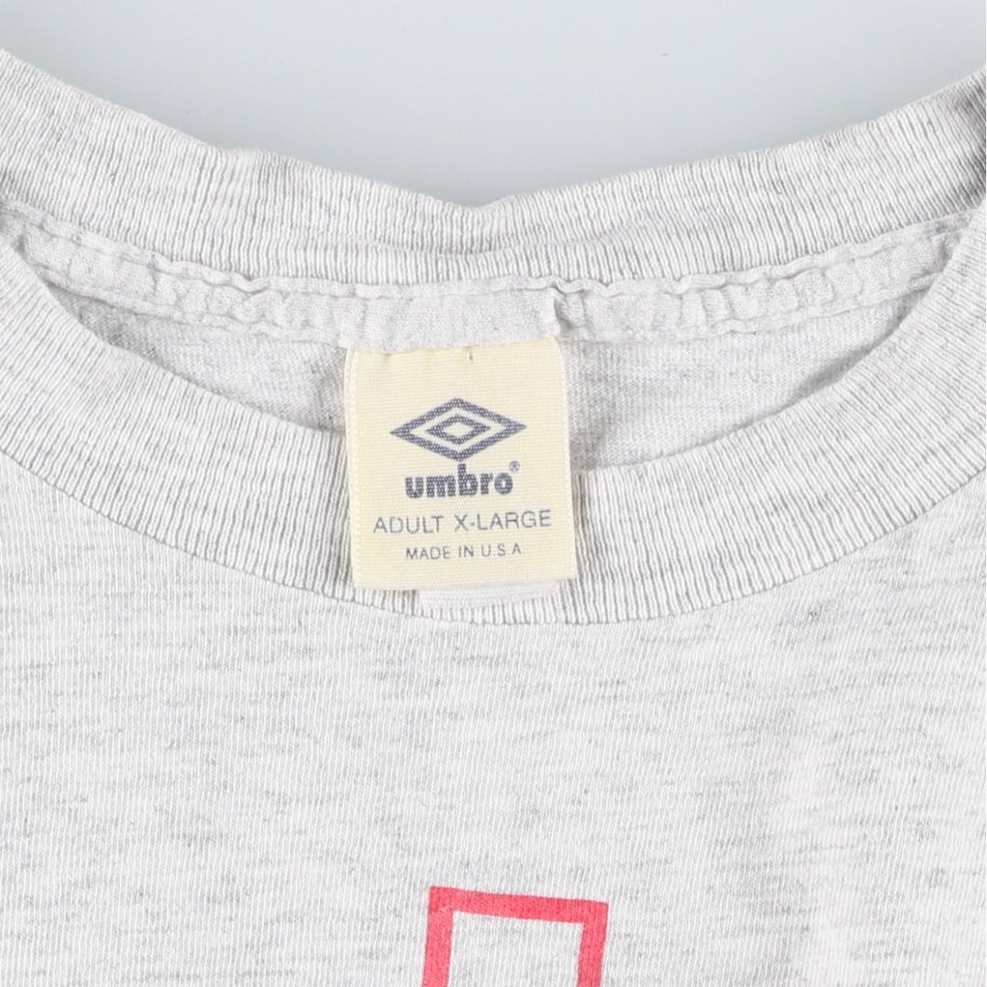 90'S Umbro Sports Print T-Shirt, Made in USA, Men's XL equivalent, Vintage cotton gray type Vintage Second Hand