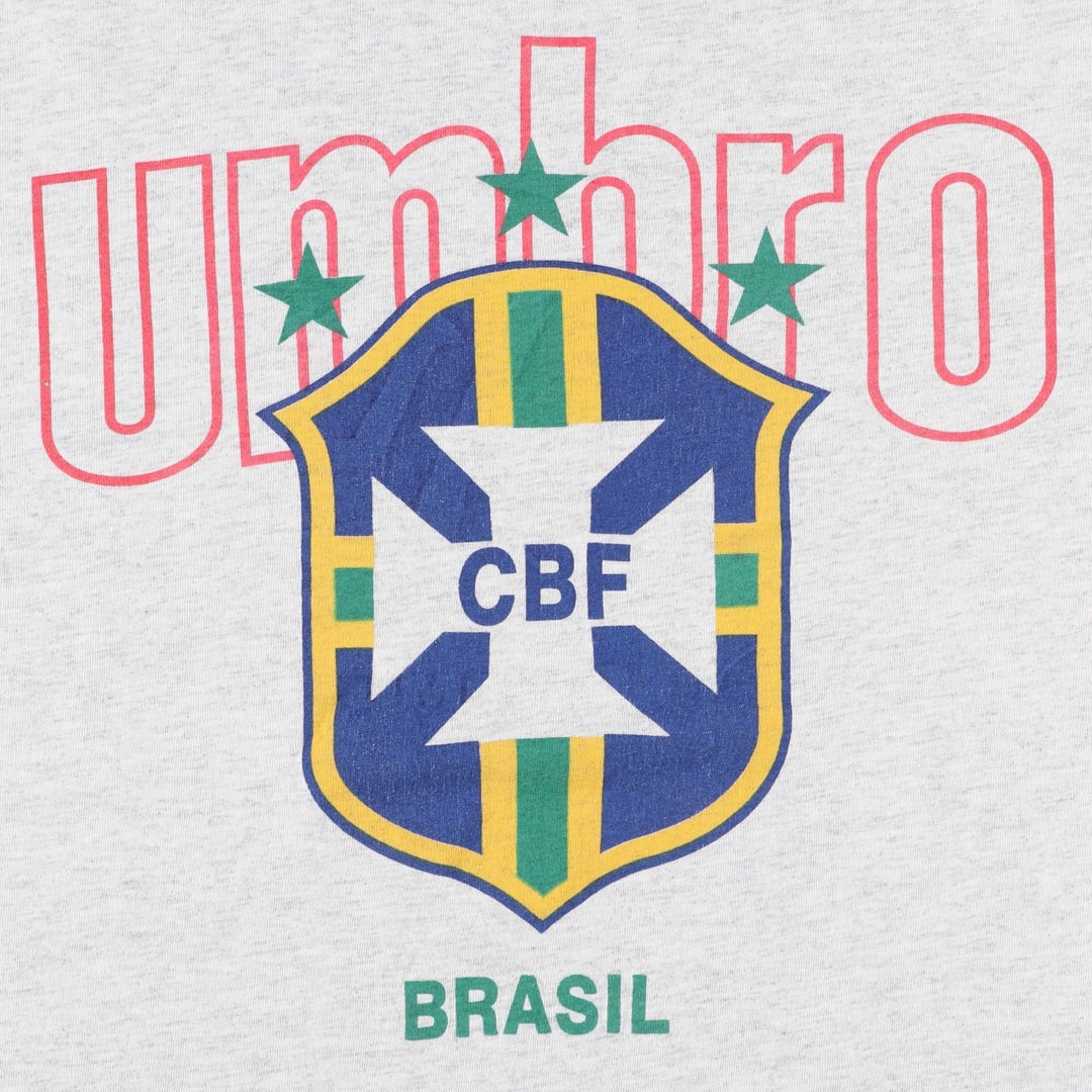 90'S Umbro Sports Print T-Shirt, Made in USA, Men's XL equivalent, Vintage cotton gray type Vintage Second Hand