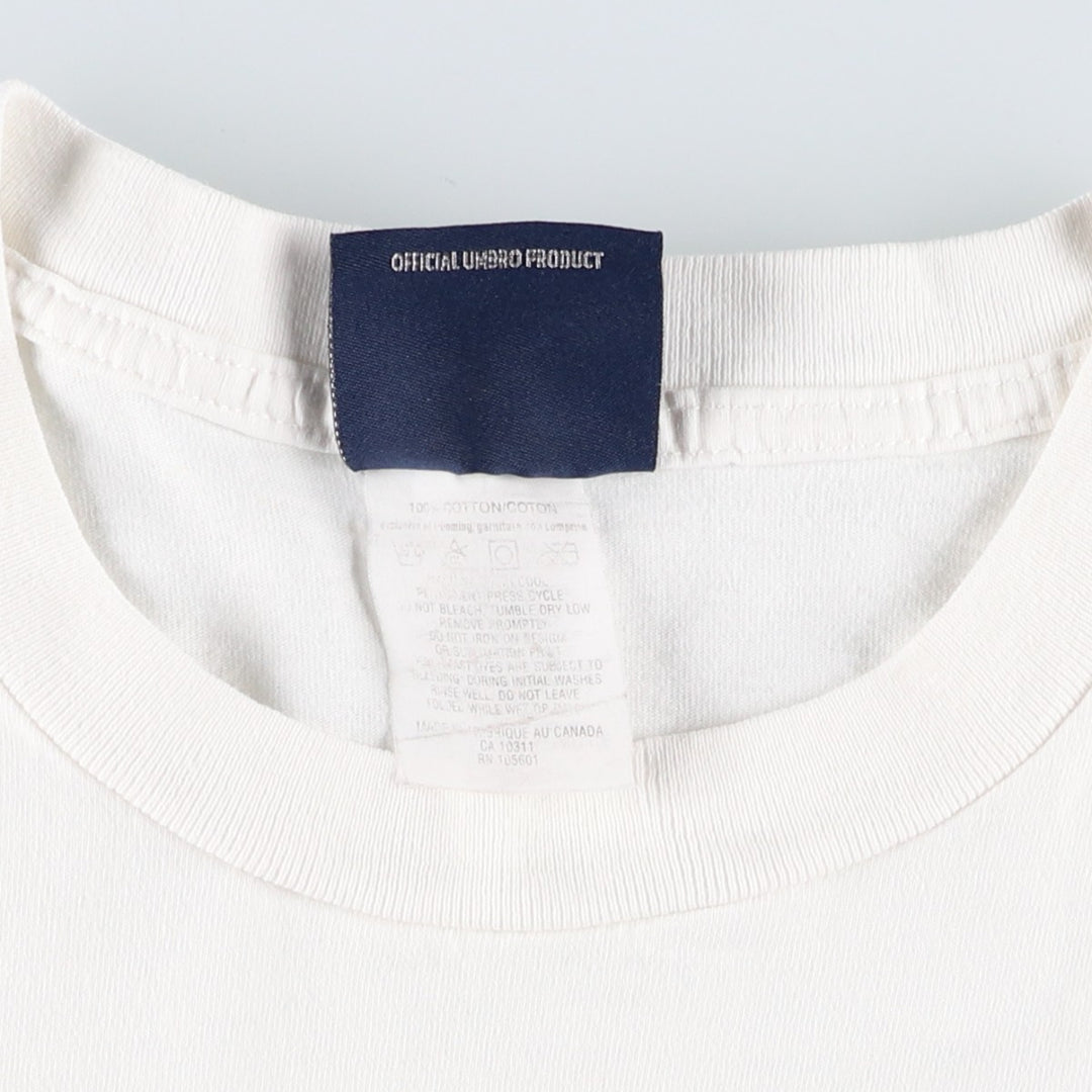 Umbro T-shirt with back print logo, made in Canada, men's size XL. cotton white type Vintage Second Hand