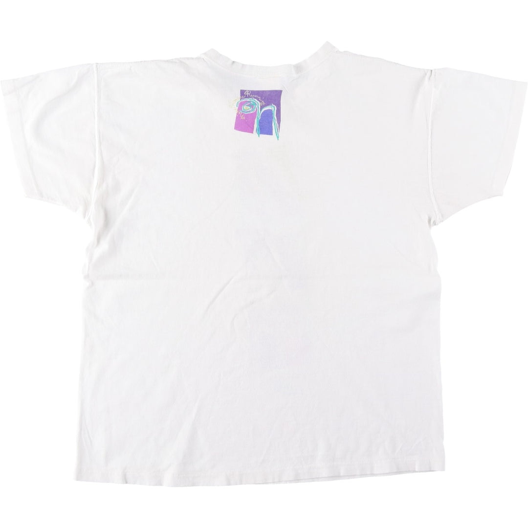 90'S Nike Silver Tag Printed T-Shirt Made in USA Men's L Size Vintage cotton white type Vintage Second Hand