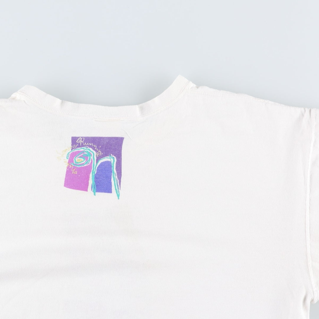 90'S Nike Silver Tag Printed T-Shirt Made in USA Men's L Size Vintage cotton white type Vintage Second Hand
