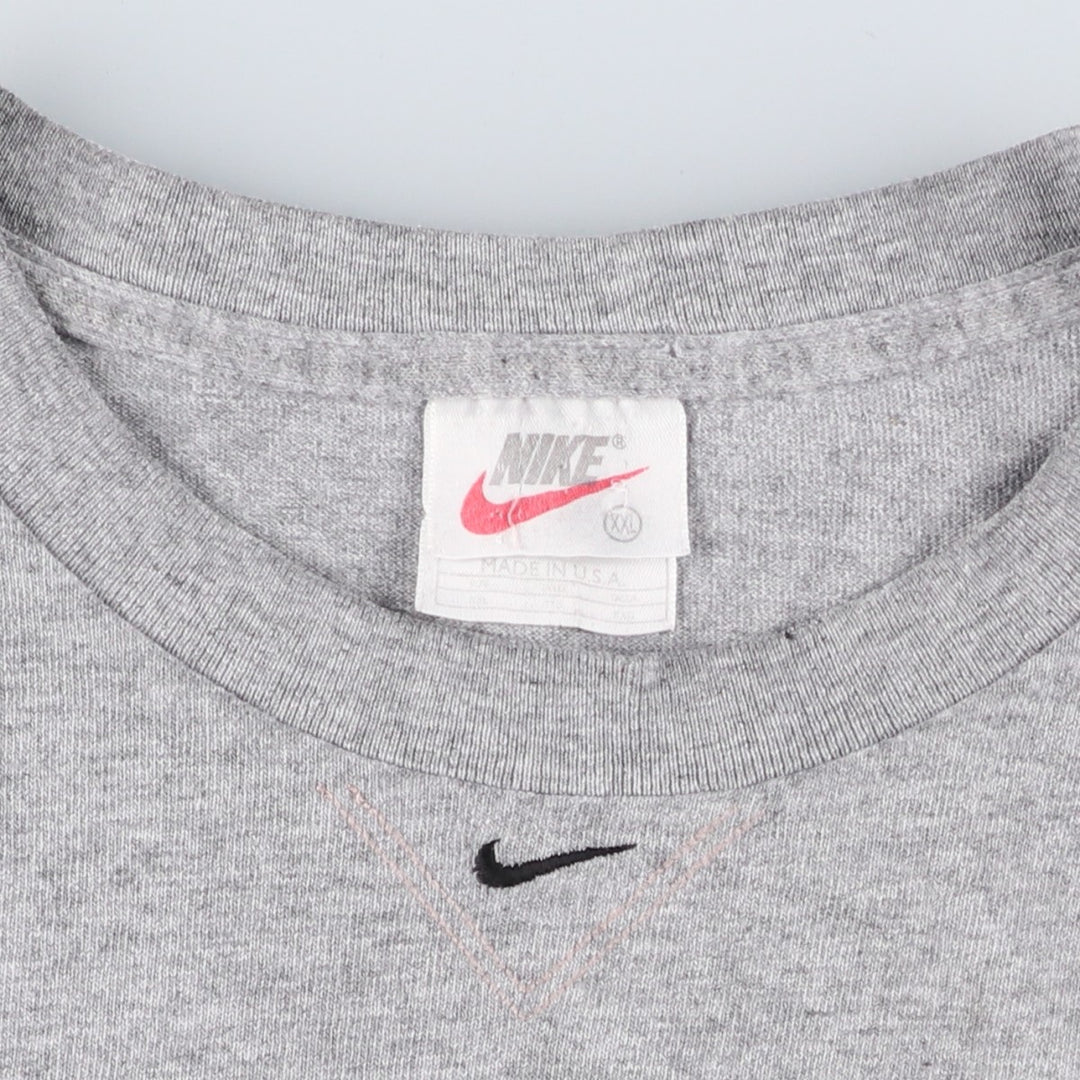 90'S Nike Center Logo T-Shirt, Made in USA, Men's XXL equivalent, Vintage cotton gray type Vintage Second Hand
