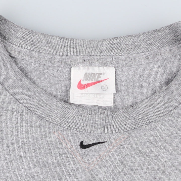90'S Nike Center Logo T-Shirt, Made in USA, Men's XXL equivalent, Vintage cotton gray type Vintage Second Hand