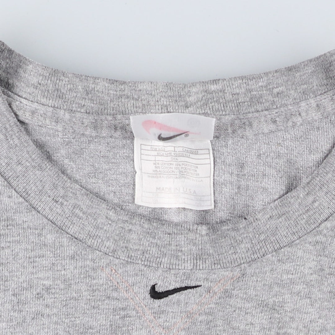 90'S Nike Center Logo T-Shirt, Made in USA, Men's XXL equivalent, Vintage cotton gray type Vintage Second Hand