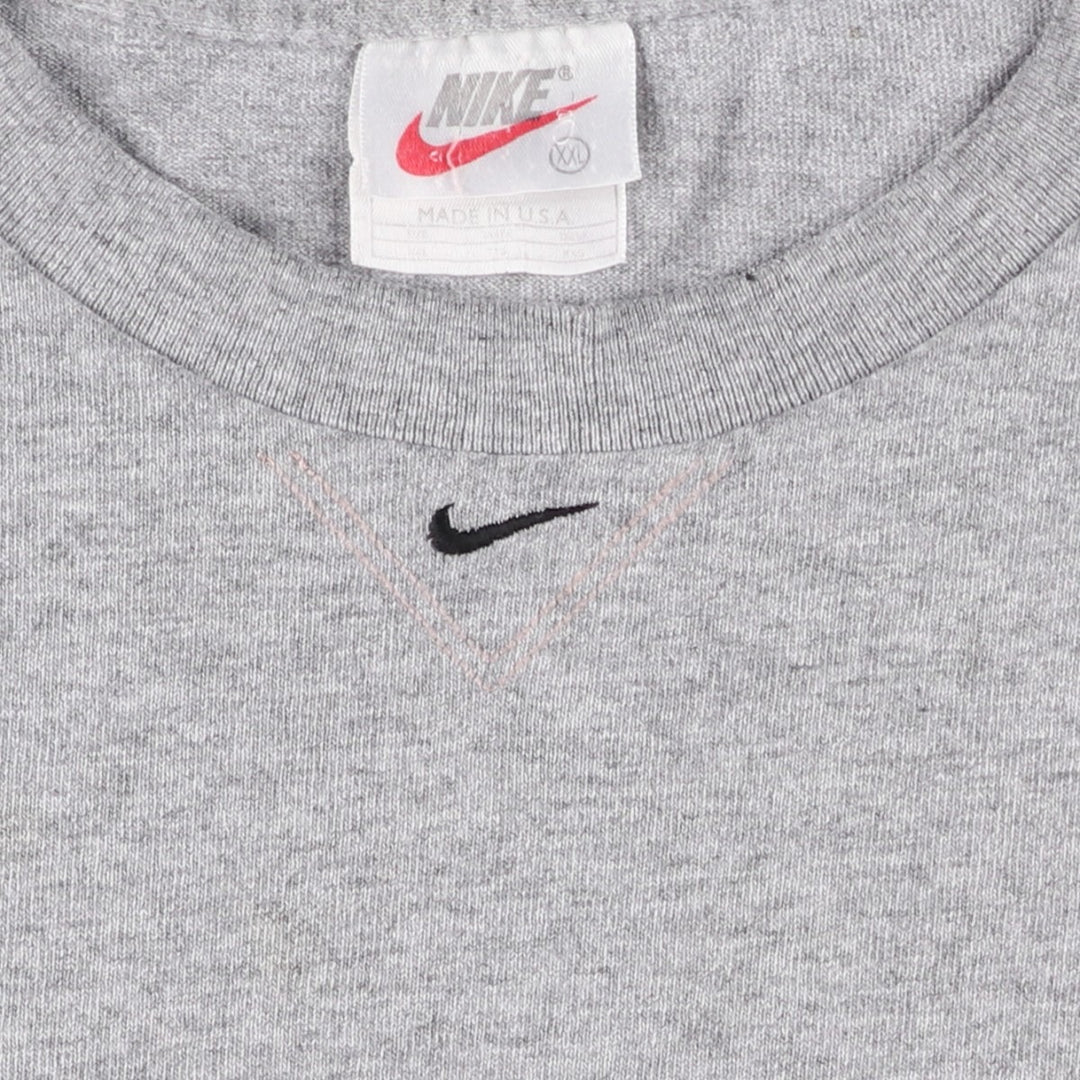 90'S Nike Center Logo T-Shirt, Made in USA, Men's XXL equivalent, Vintage cotton gray type Vintage Second Hand