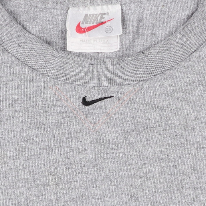 90'S Nike Center Logo T-Shirt, Made in USA, Men's XXL equivalent, Vintage cotton gray type Vintage Second Hand