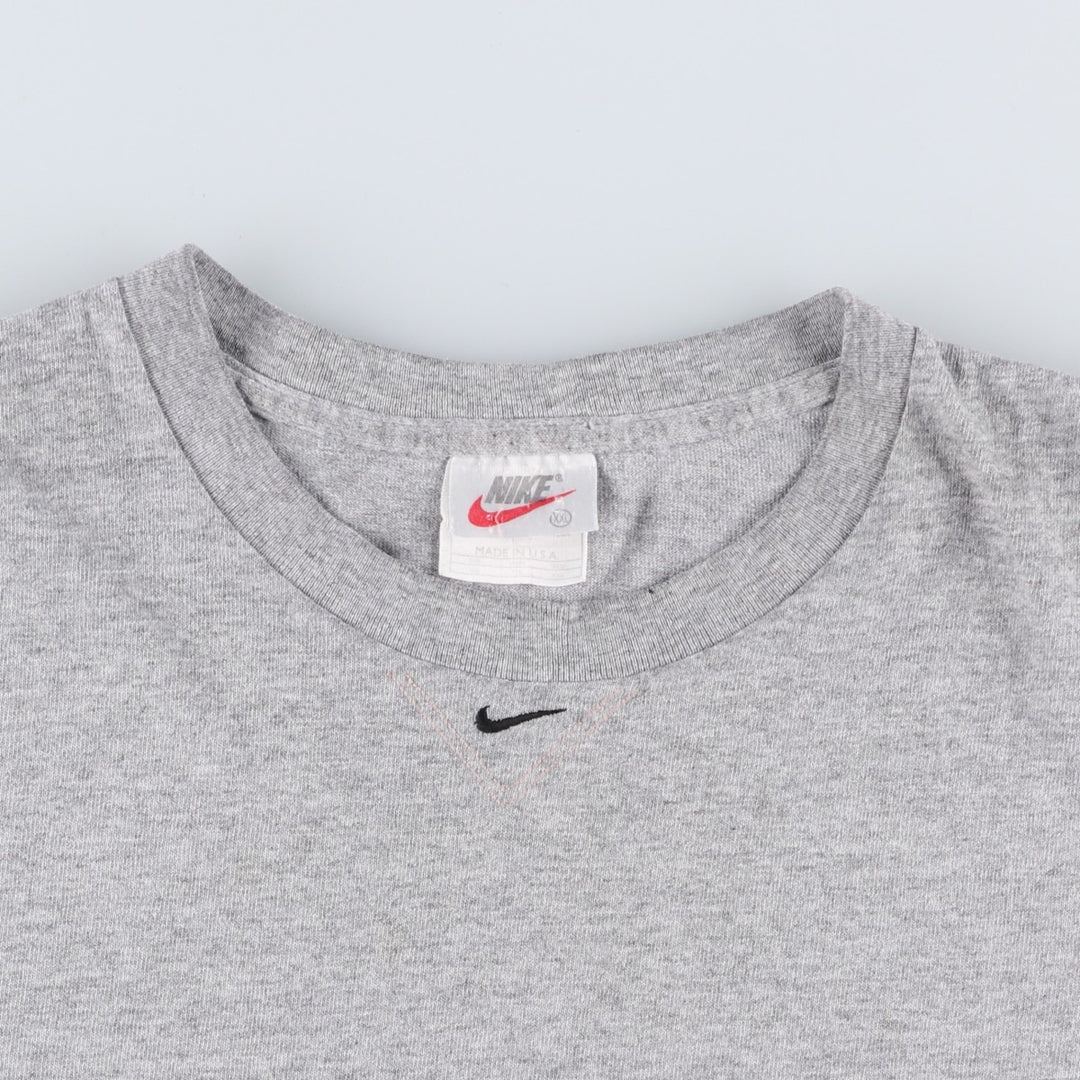 90'S Nike Center Logo T-Shirt, Made in USA, Men's XXL equivalent, Vintage cotton gray type Vintage Second Hand